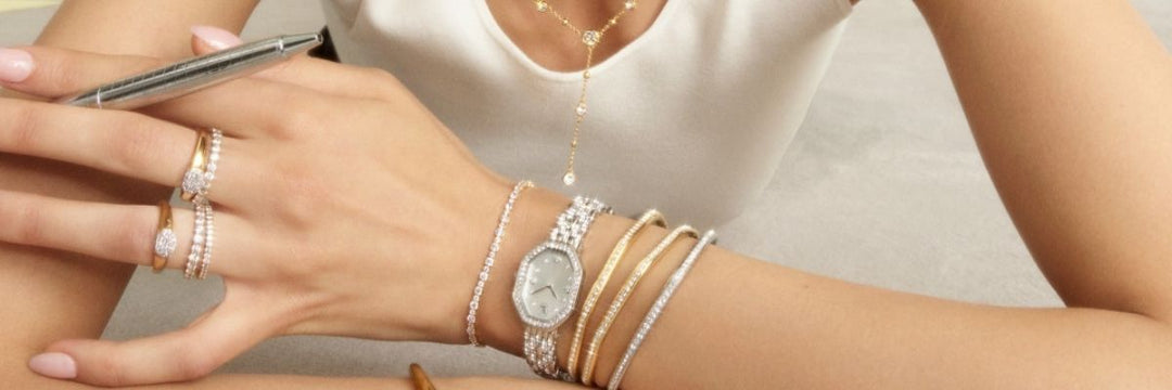 Trying on Swarovski jewellery