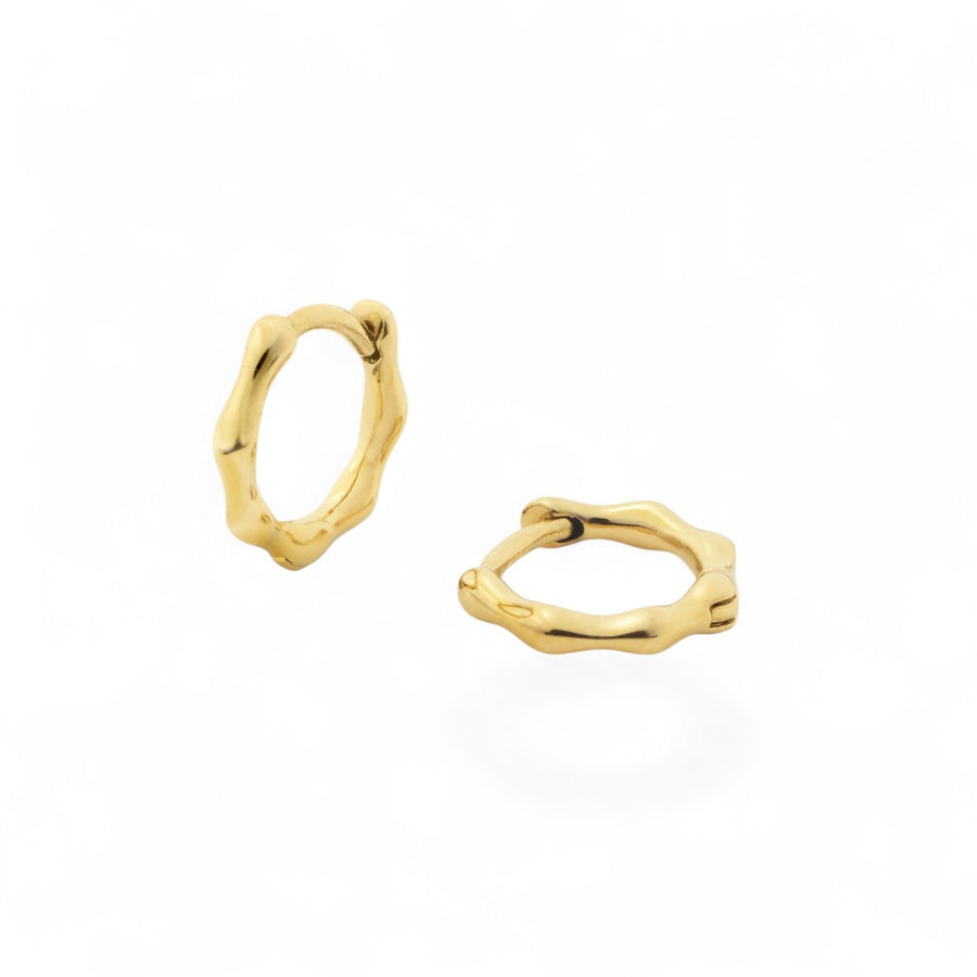 D.Louise Bamboo Gold Huggie Hoop Earrings detail view