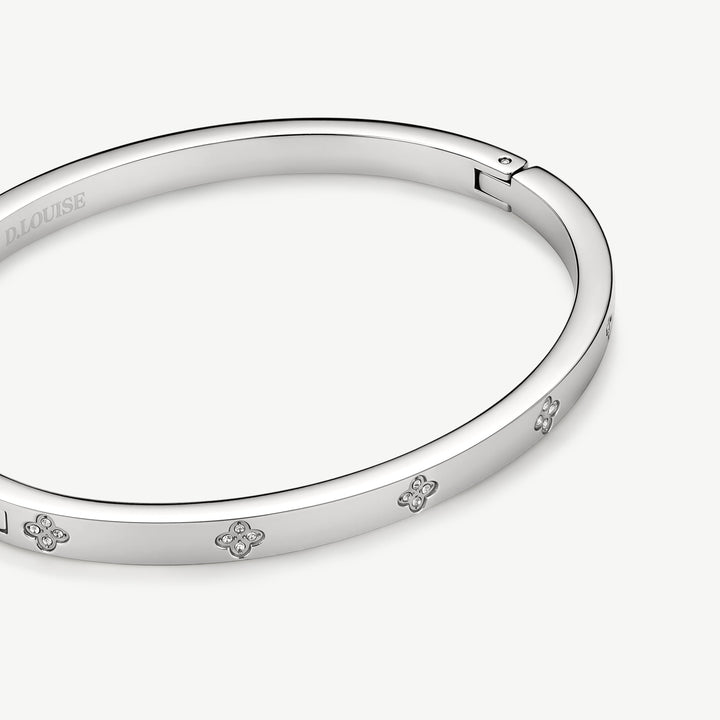 D.Louise Clover Silver Slim Bangle product view