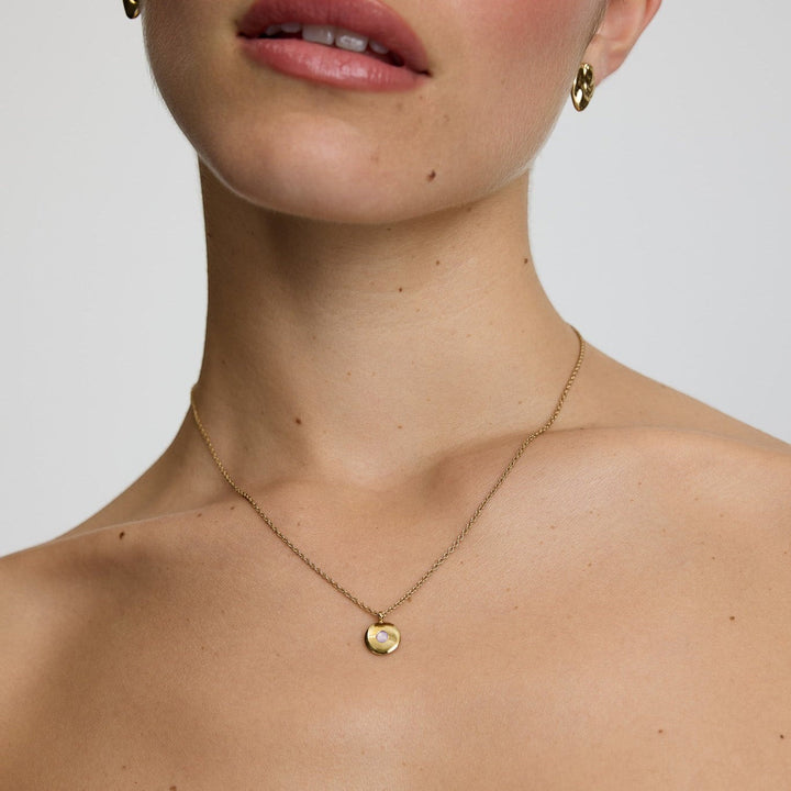 D.Louise June Birthstone Gold Necklace close up