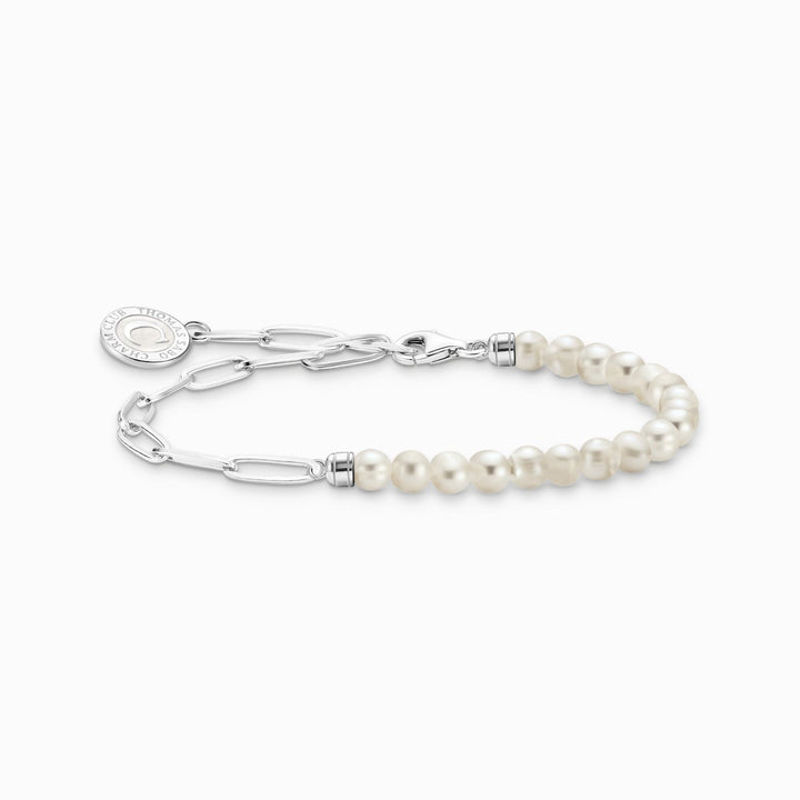 Thomas Sabo Member Charm Bracelet with White Pearls and Charmista Coin Silver A2129-158-14