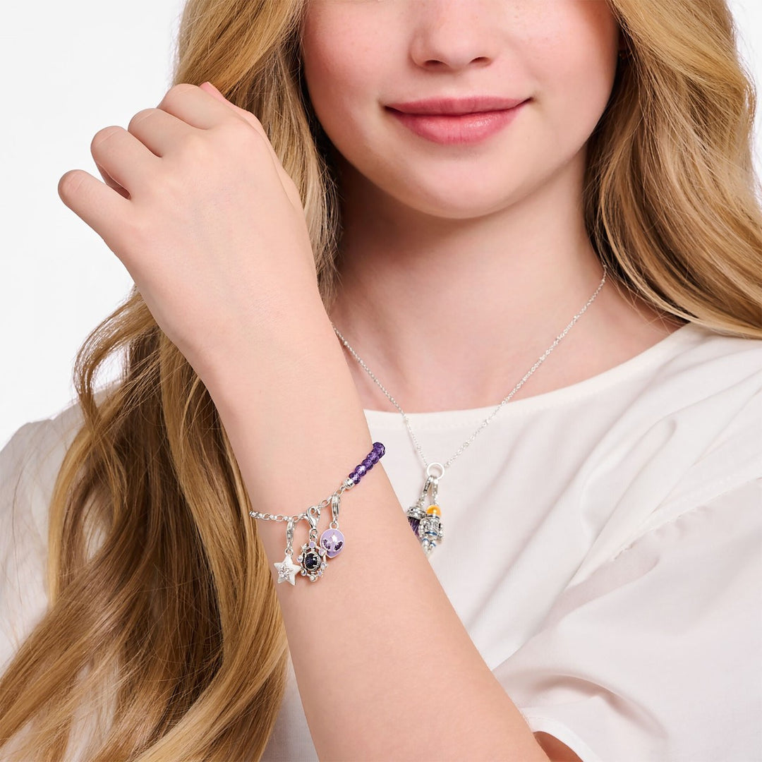 Thomas Sabo Member Charm Bracelet - Silver with Violet Beads