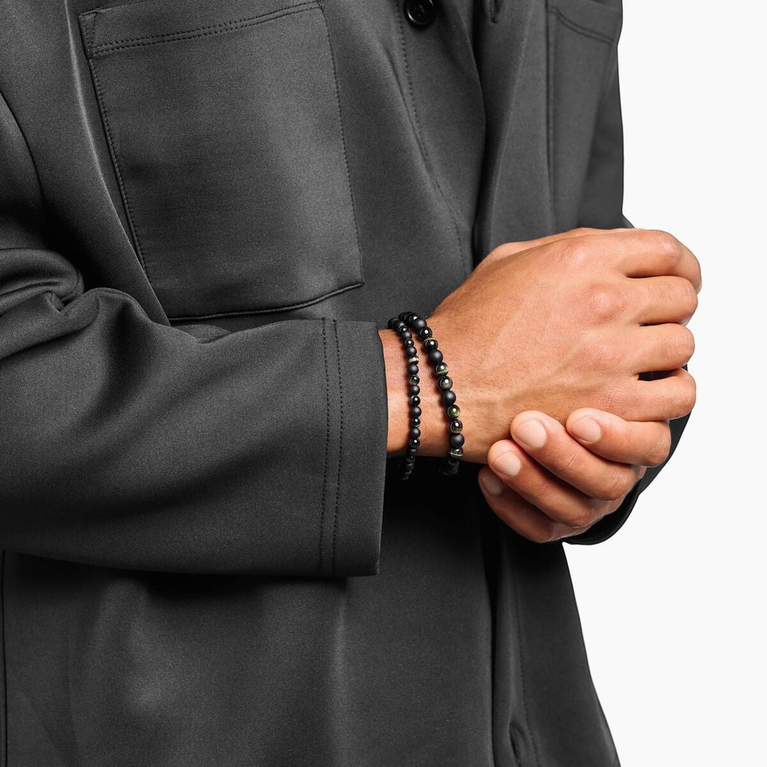 Thomas Sabo Talisman Bracelet with Obsidian and Tiger Eye Beads - A2183-806-7