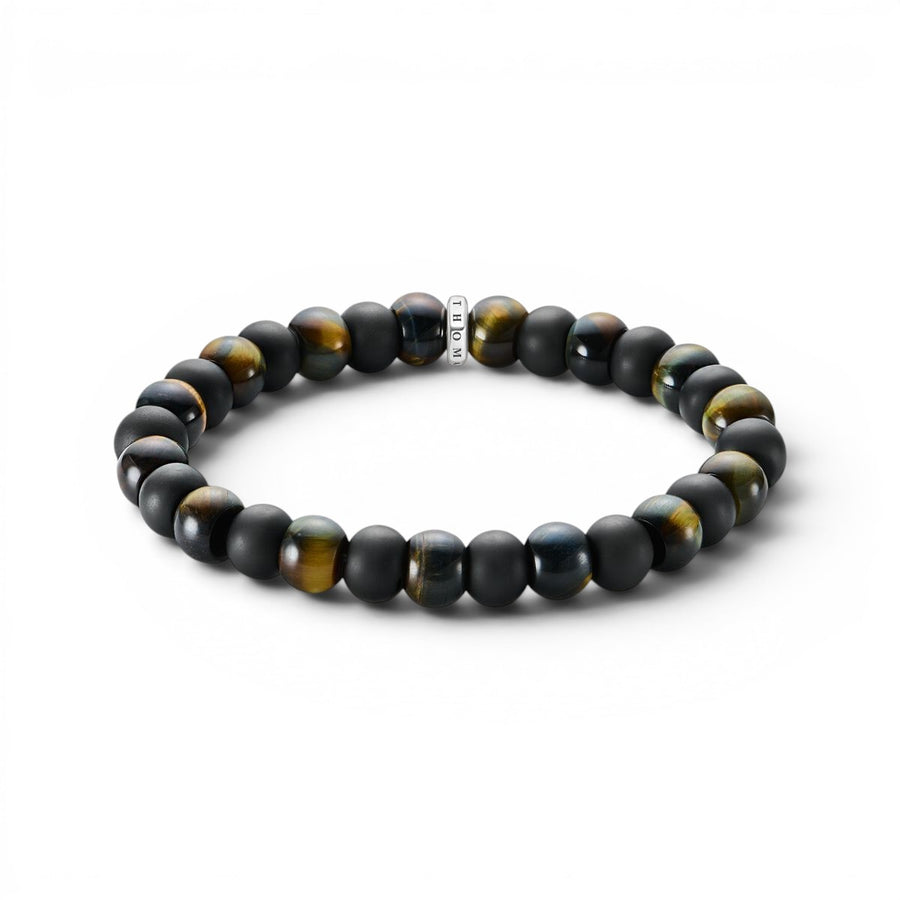Thomas Sabo Bracelet with Obsidian and Tiger's Eye Beads 9mm - A2196-806-11