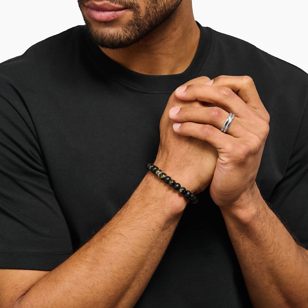 Thomas Sabo Bracelet with Obsidian and Tiger's Eye Beads 9mm - A2196-806-11