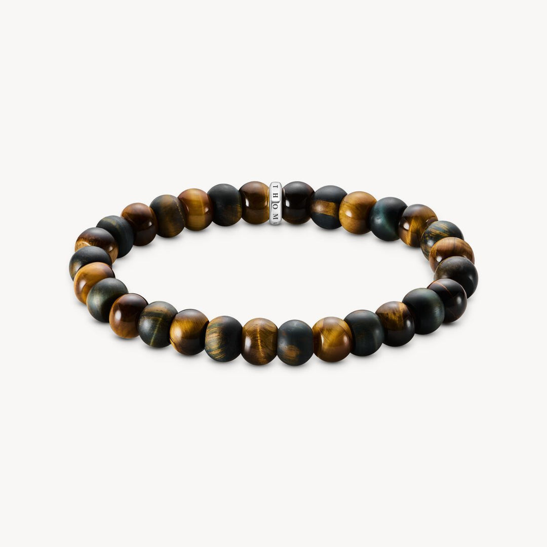 Thomas Sabo Bracelet with Gold-Brown and Blue-Gold Tiger's Eye Beads 9 mm - A2196-826-2