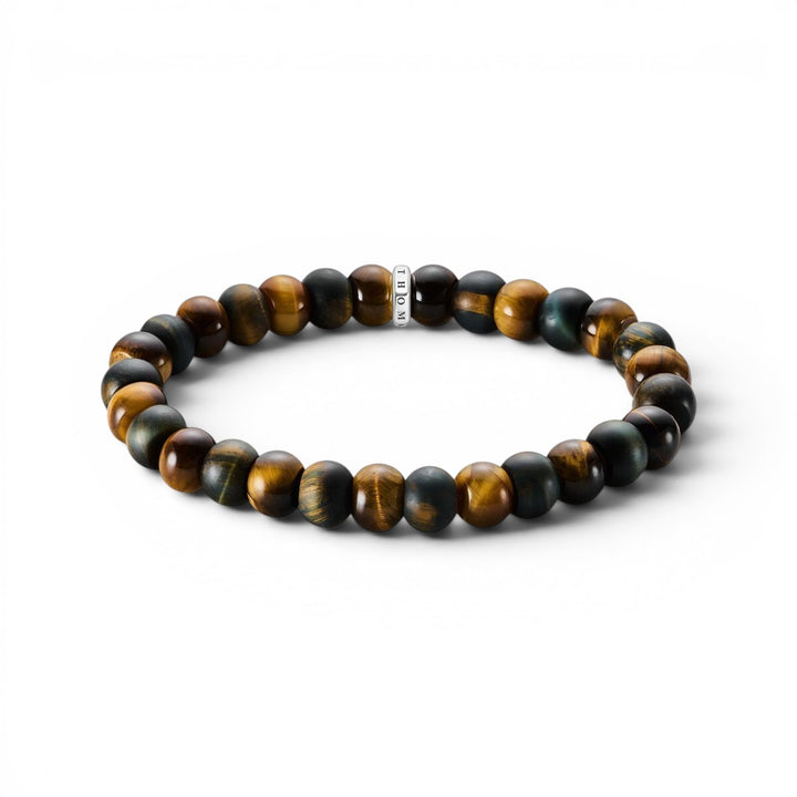 Thomas Sabo Bracelet with Gold-Brown and Blue-Gold Tiger's Eye Beads 9 mm - A2196-826-2
