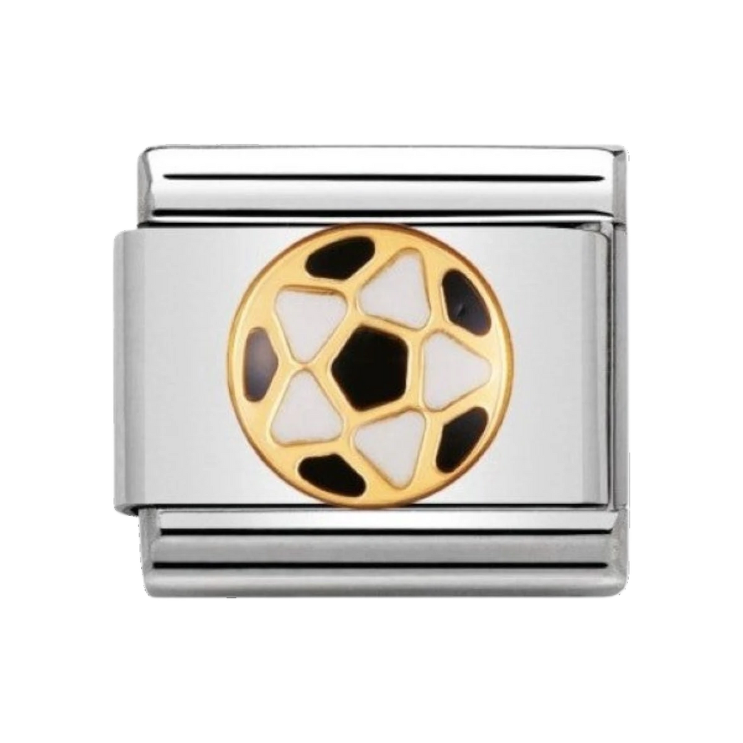 Nomination Classic Gold Black White Football Charm