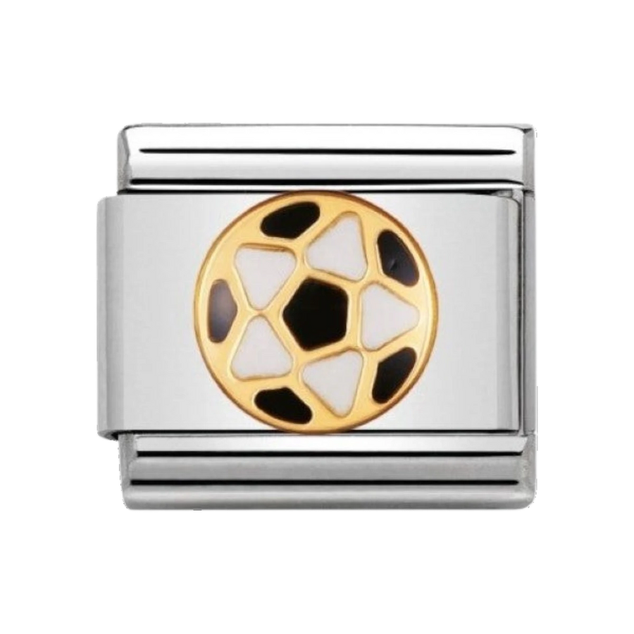 Nomination Classic Gold Black White Football Charm
