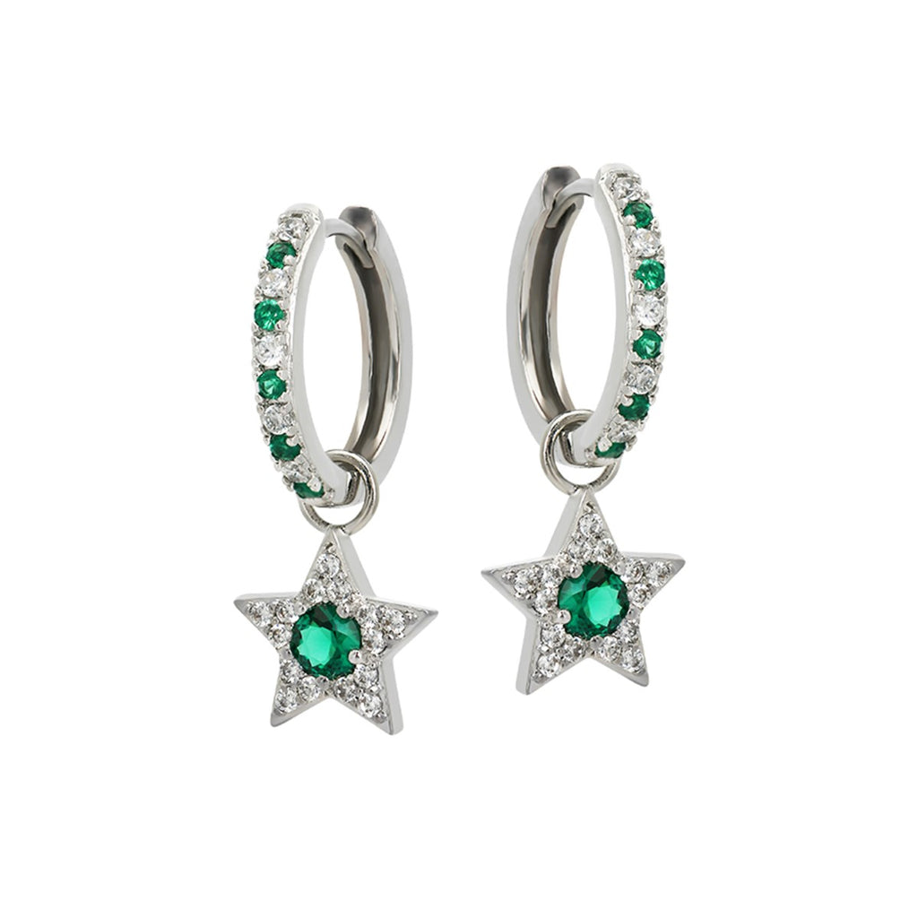 Celeste Mini Star Silver Hoop Earrings