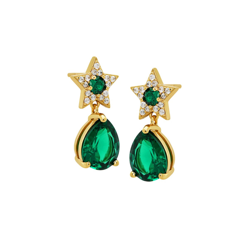 Celeste Mini Star Teardrop Gold Stud Earrings