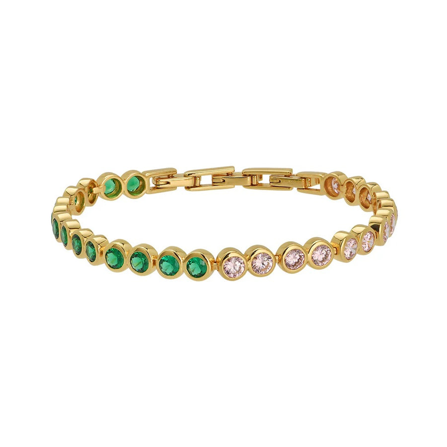 Amelia Scott Dotty Tennis Bracelet in Emerald Green Pink and Gold