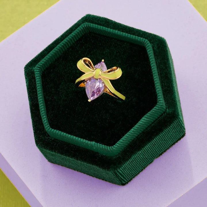 Amelia Scott Bow Gold Ring with Lime Green Enamel and Lilac - AS22TRR11M