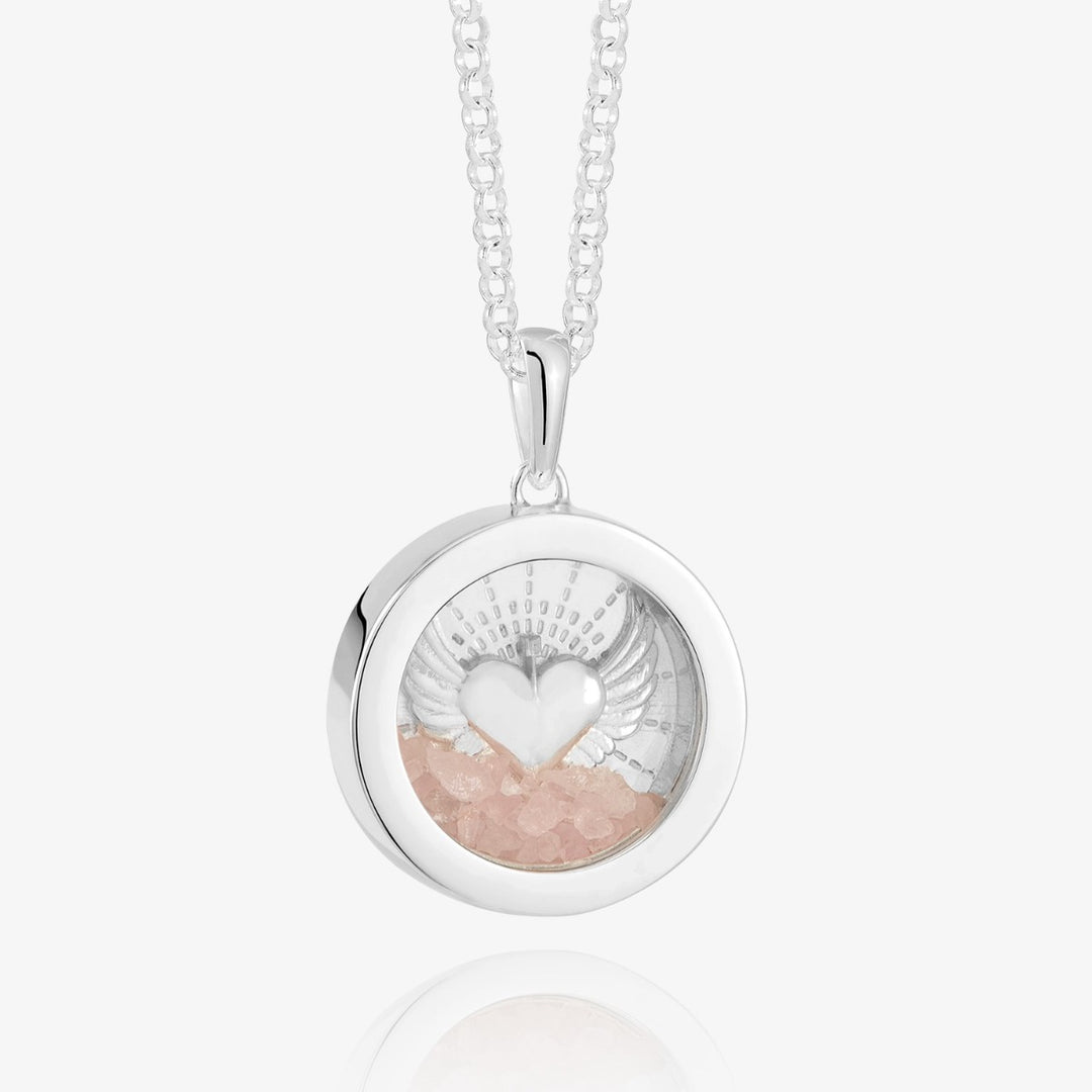 Rachel Jackson Guardian Angel Rose Quartz Amulet Necklace Silver AMLT20PZS