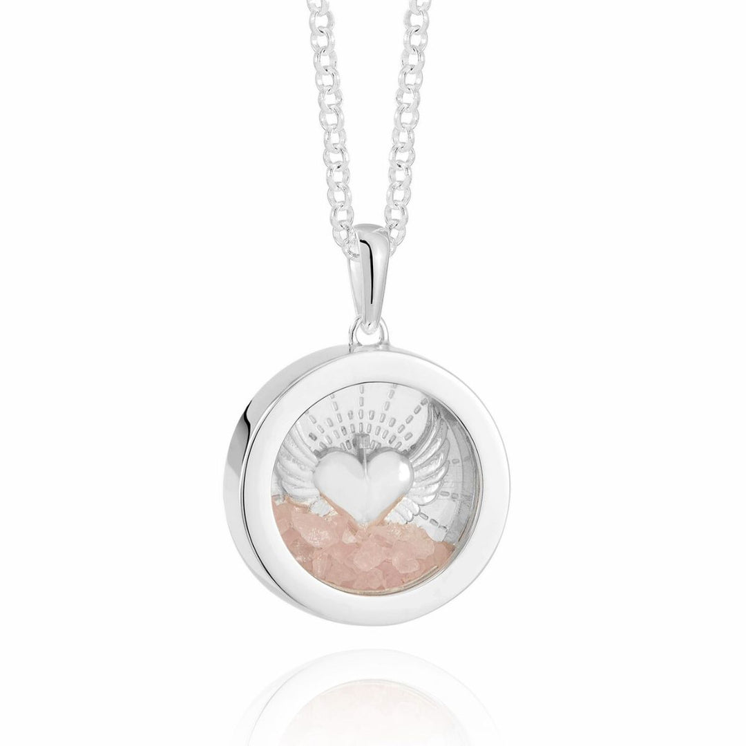 Rachel Jackson Guardian Angel Rose Quartz Amulet Necklace Silver AMLT20PZS