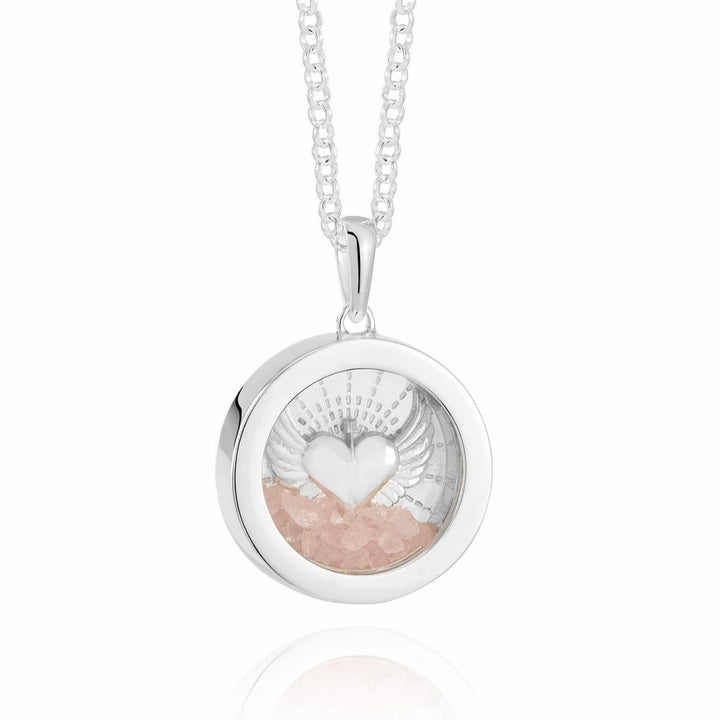 Rachel Jackson Guardian Angel Rose Quartz Amulet Necklace Silver AMLT20PZS