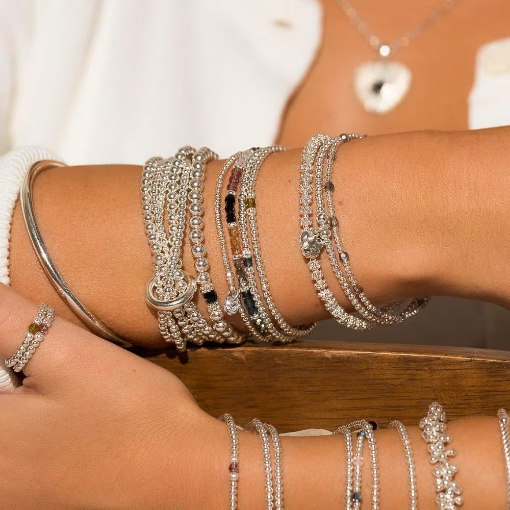 Annie Haak Seri Silver Bracelet with Black Crystal