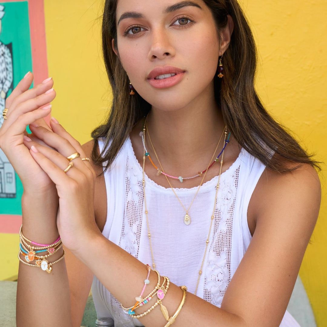 Annie Haak Mini Orchid Gold Plated Charm Bracelet - Feather