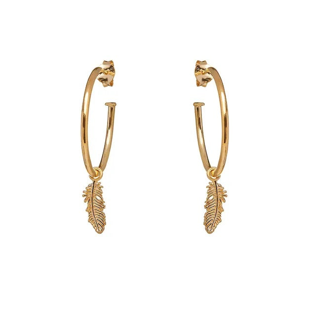 Annie Haak Feather Hoop Earrings - Gold