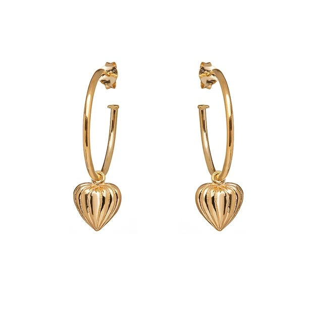 Annie Haak Lined Heart Gold Hoop Earrings