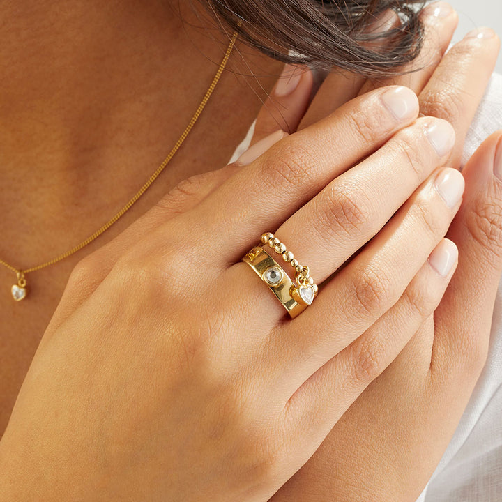 Annie Haak Mini Charm Gold Ring - Crystal Heart R0108
