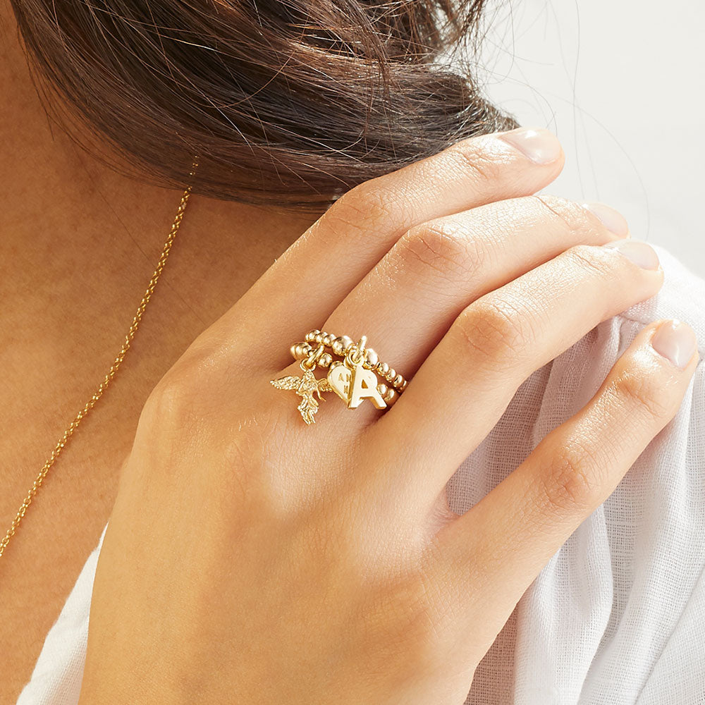 Annie Haak Mini Charm Gold Ring - My Guardian Angel R0173