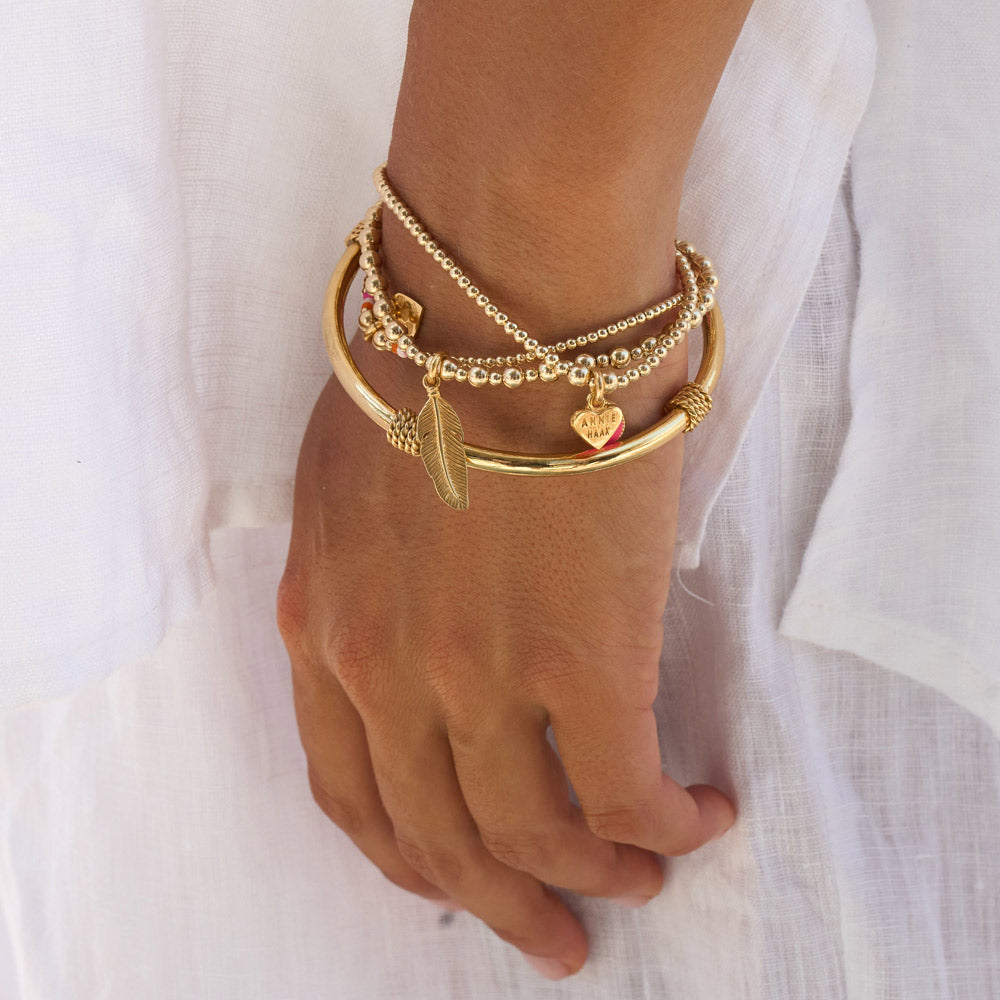 Annie Haak Mini Orchid Gold Plated Charm Bracelet - Feather