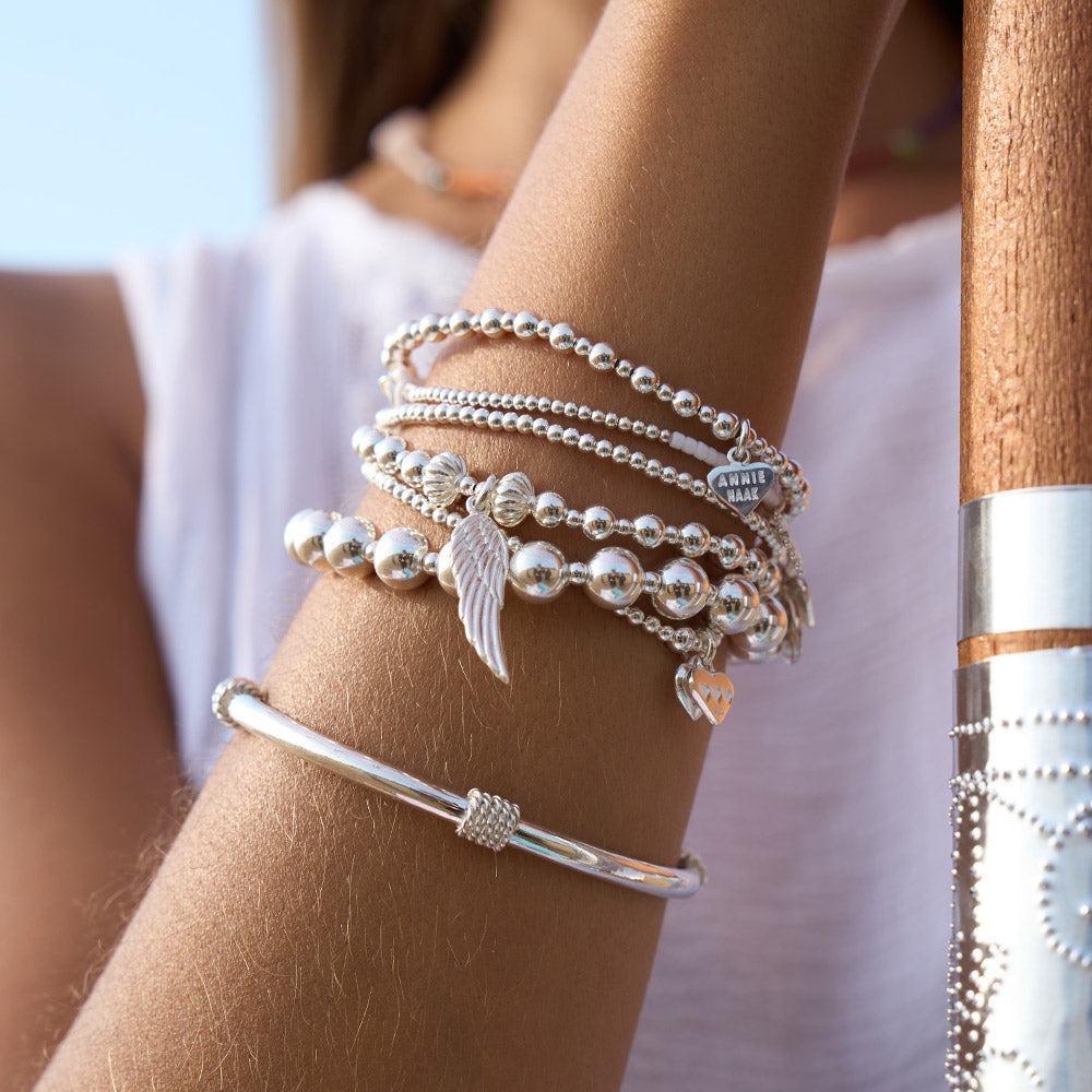 Annie Haak Mini Orchid Silver Charm Bracelet - Feather