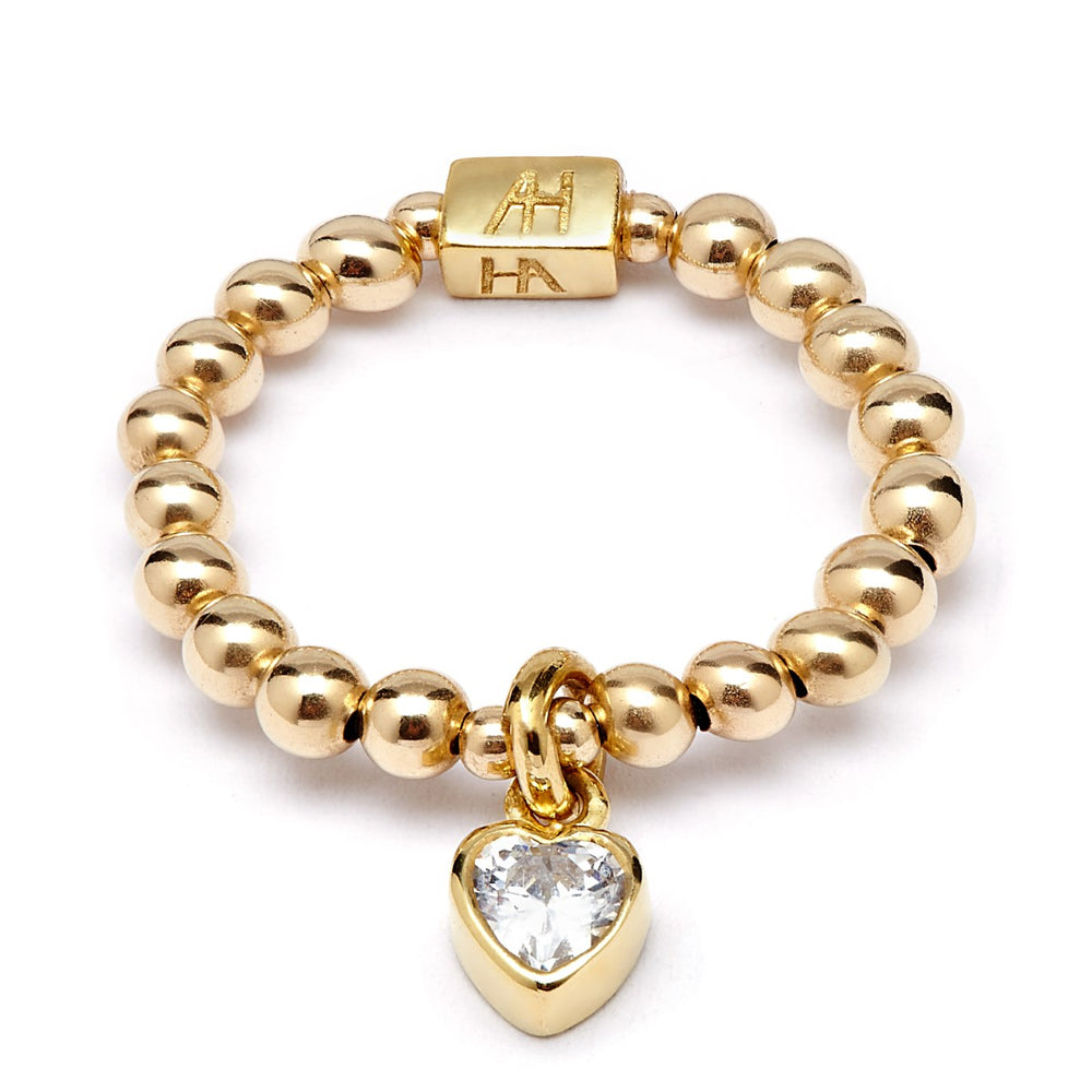 Annie Haak Mini Charm Gold Ring - Crystal Heart R0108