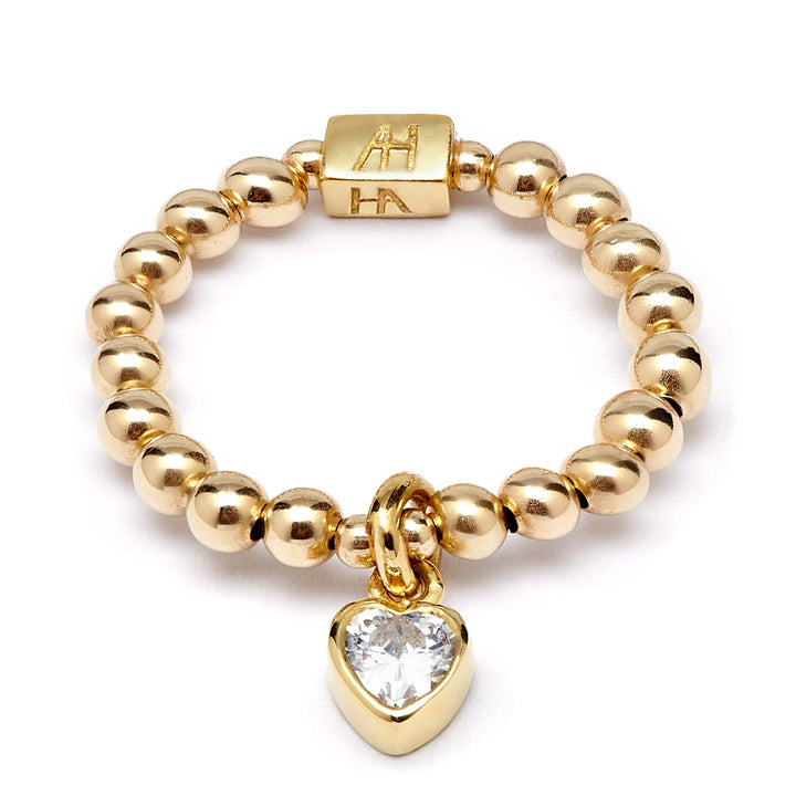 Annie Haak Mini Charm Gold Ring - Crystal Heart R0108