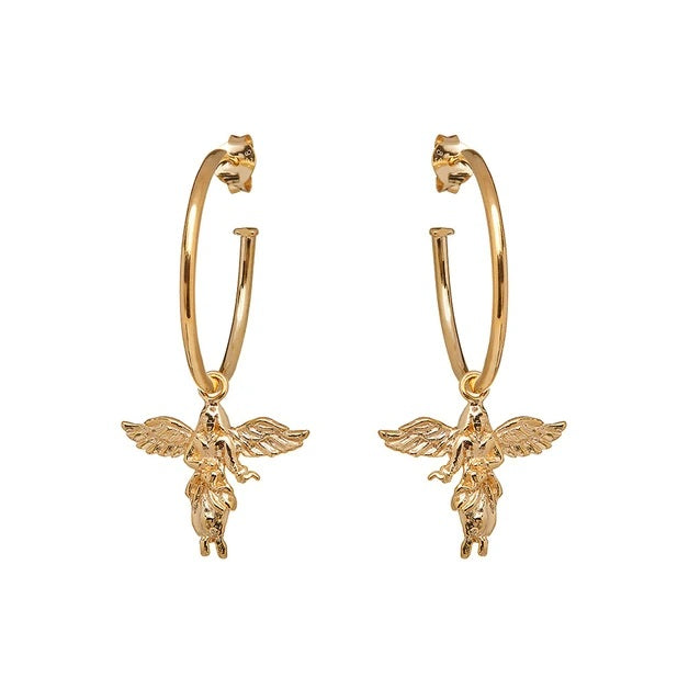 Annie Haak My Guardian Angel Gold Hoop Earrings 