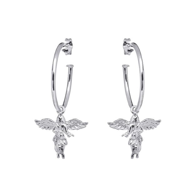 Annie Haak My Guardian Angel Silver Hoop Earrings E0151