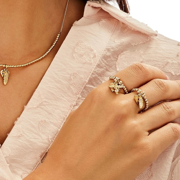 Annie Haak Santeenie Gold Charm Ring - Feather