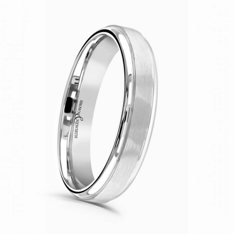 Niche Jewellery Brown & Newirth Crater men's wedding ring in polished and brushed silver-tone metal