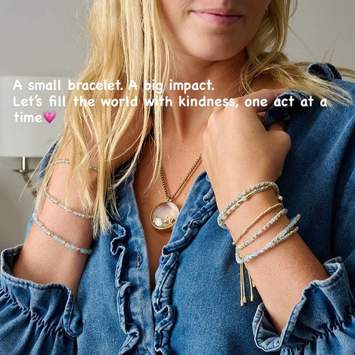 Boho Betty Mystical Aquamarine Silver Slider Bracelet. Item code BWMAQSLVB.