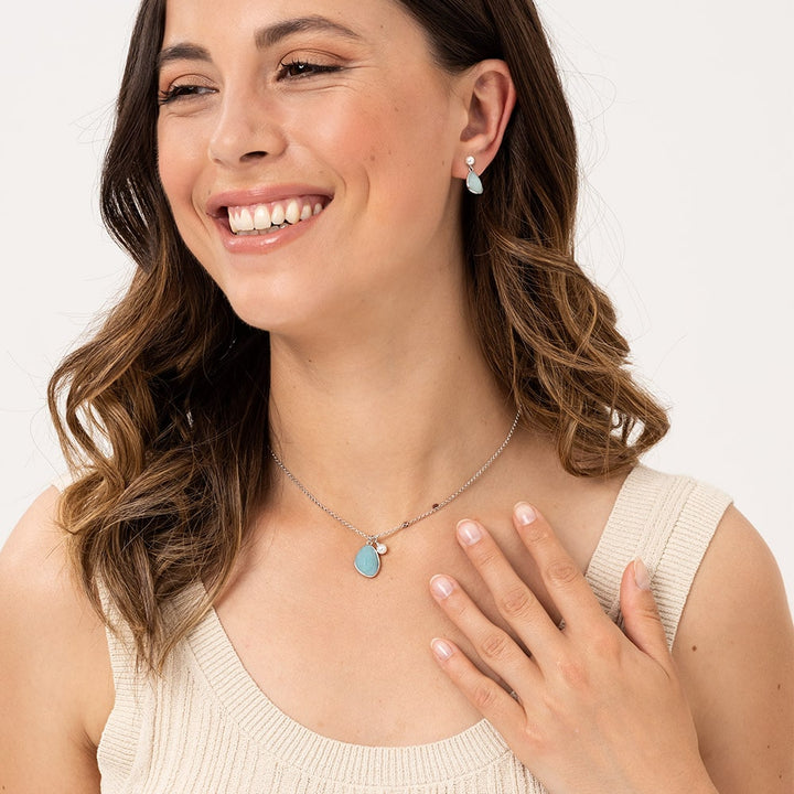 Jersey Pearl Sorel Aquamarine Silver Drop Earrings
