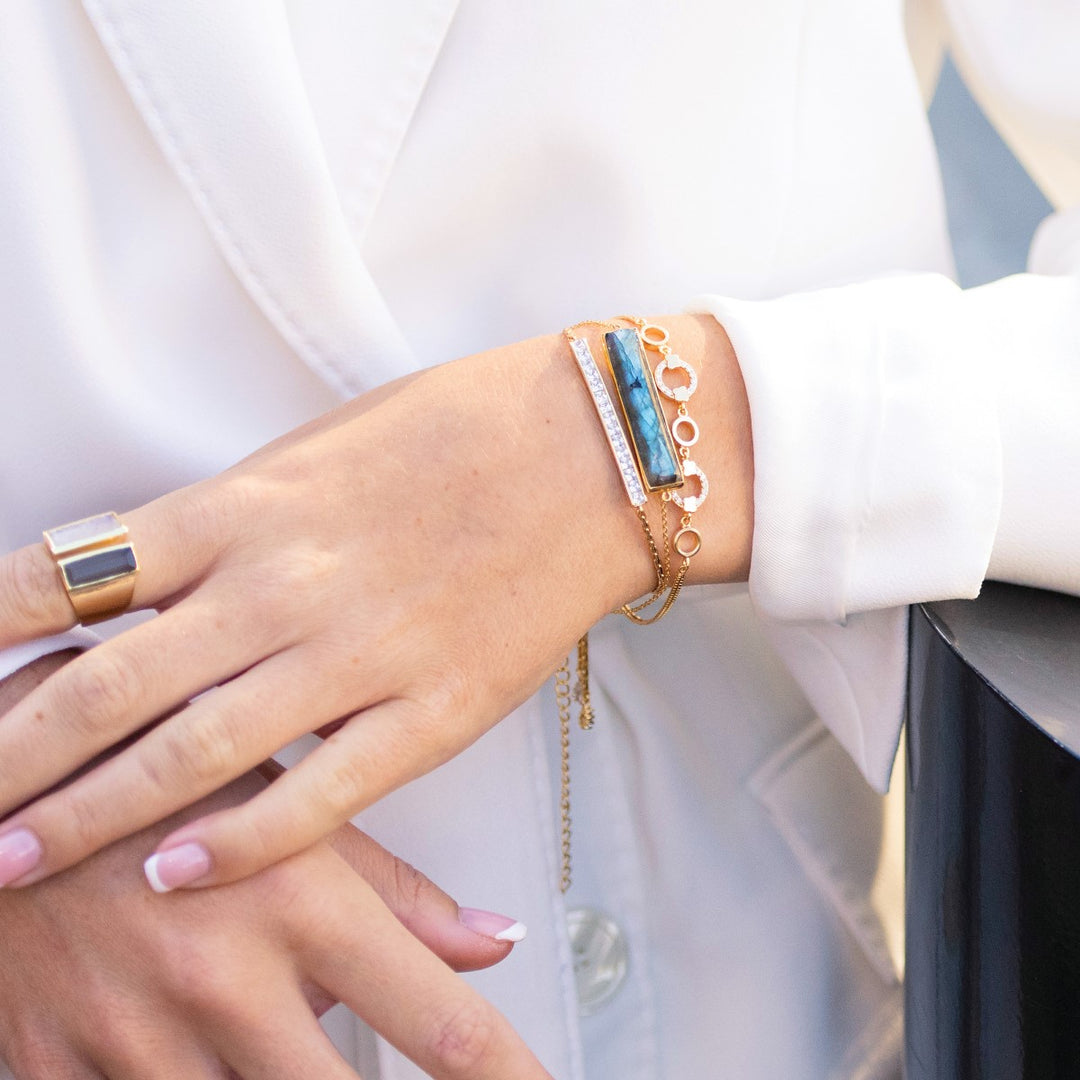 Sarah Alexander Arcadia Pave Circle Gold Chain Bracelet