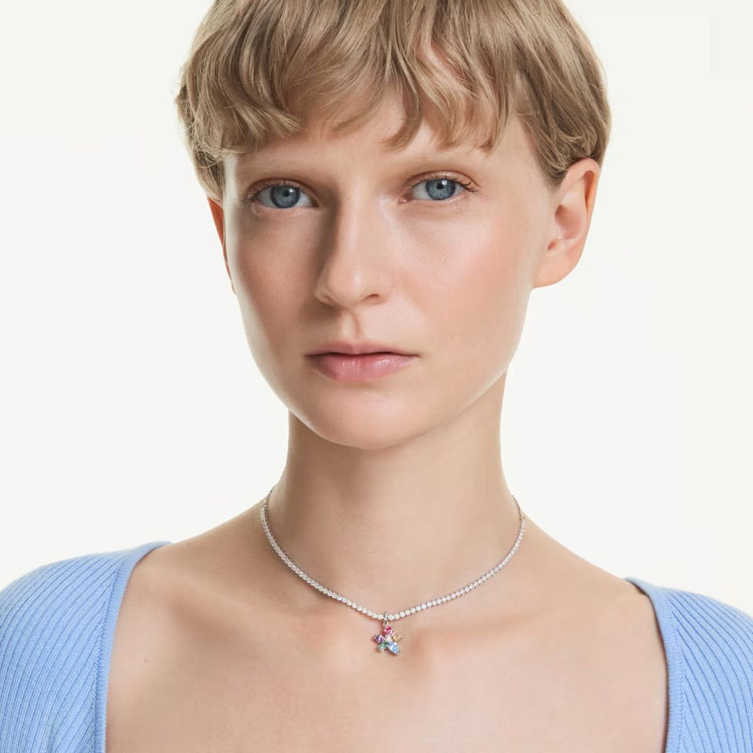 Ariana Grande x Swarovski Choker Mixed Cuts Flower - Multicoloured with Rhodium Plating - 5749189