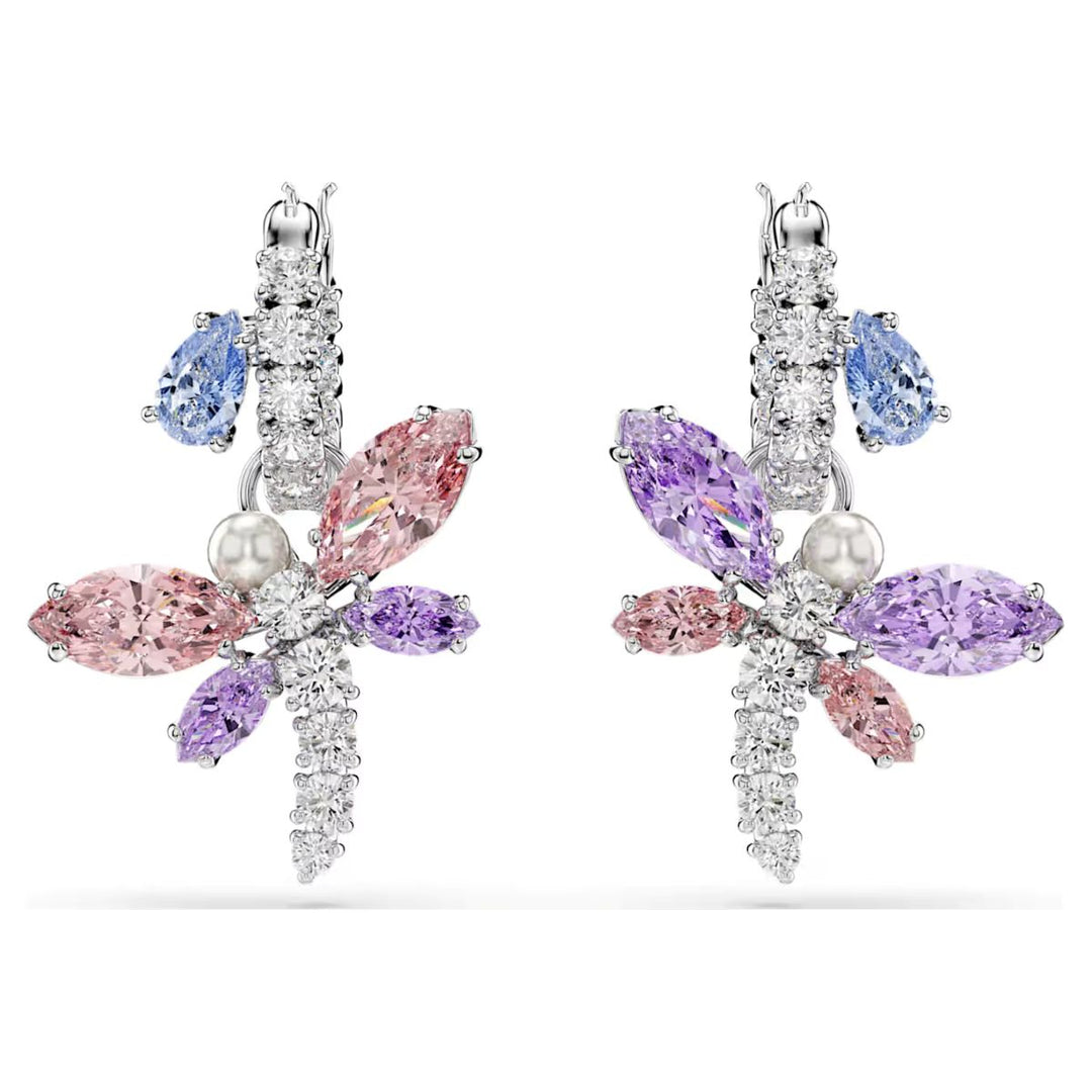 Ariana Grande x Swarovski Drop Earrings Mixed Cuts Dragonfly - Multicolored with Rhodium Plating - 5749185