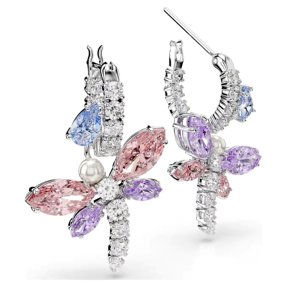 Ariana Grande x Swarovski Drop Earrings Mixed Cuts Dragonfly - Multicolored with Rhodium Plating - 5749185