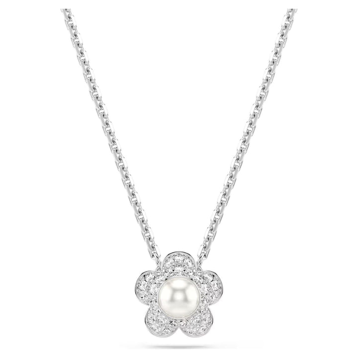 Ariana Grande x Swarovski Pendant Round Cut Flower - White with Rhodium Plating - 5755817