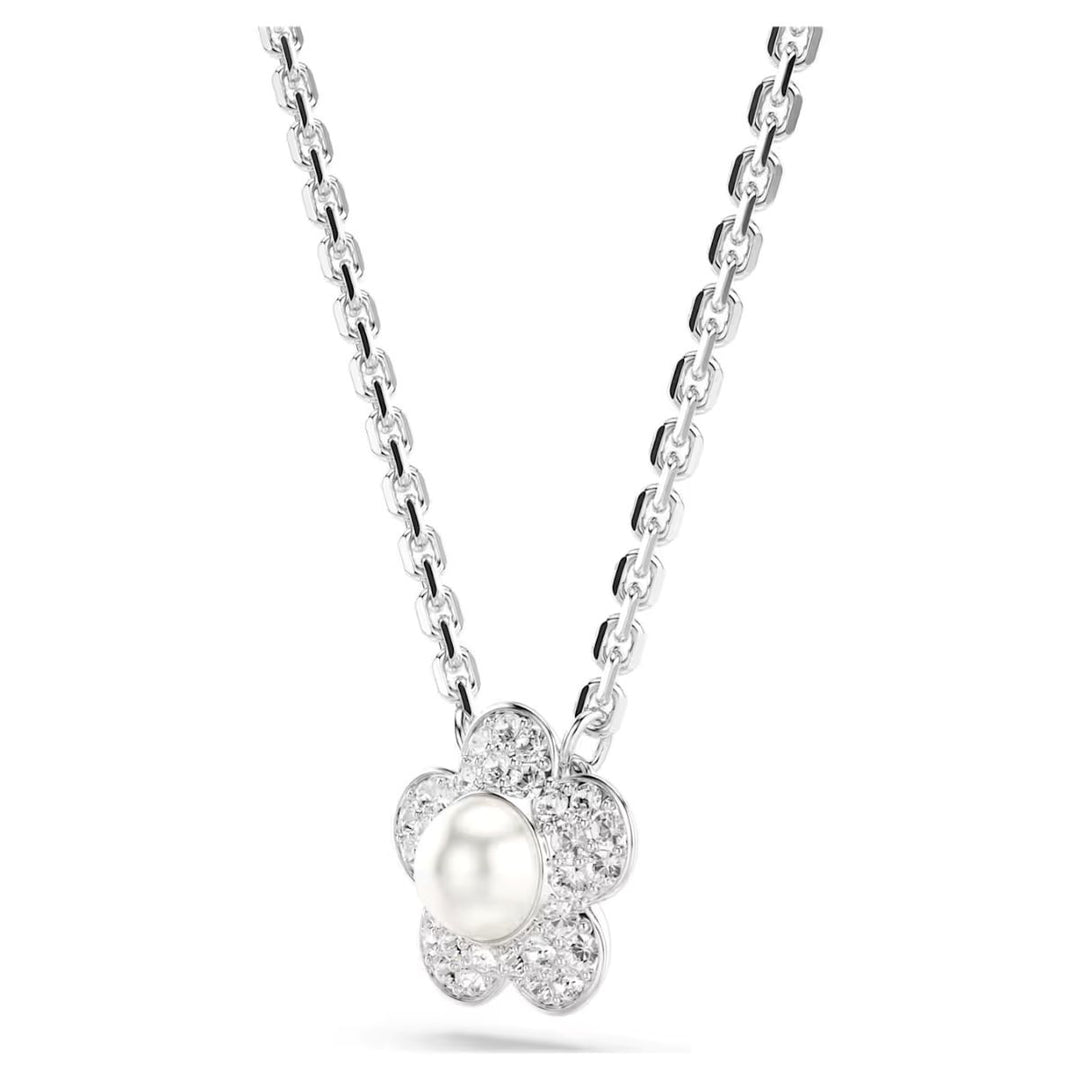 Ariana Grande x Swarovski Pendant Round Cut Flower - White with Rhodium Plating - 5755817
