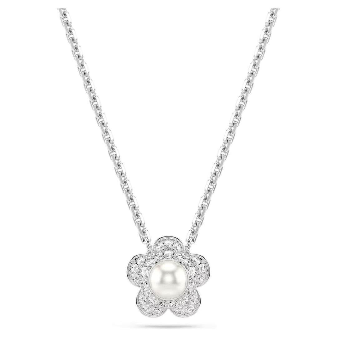 Ariana Grande x Swarovski Set Crystal Pearl Round Cut Flower - White with Rhodium Plating - 5749180