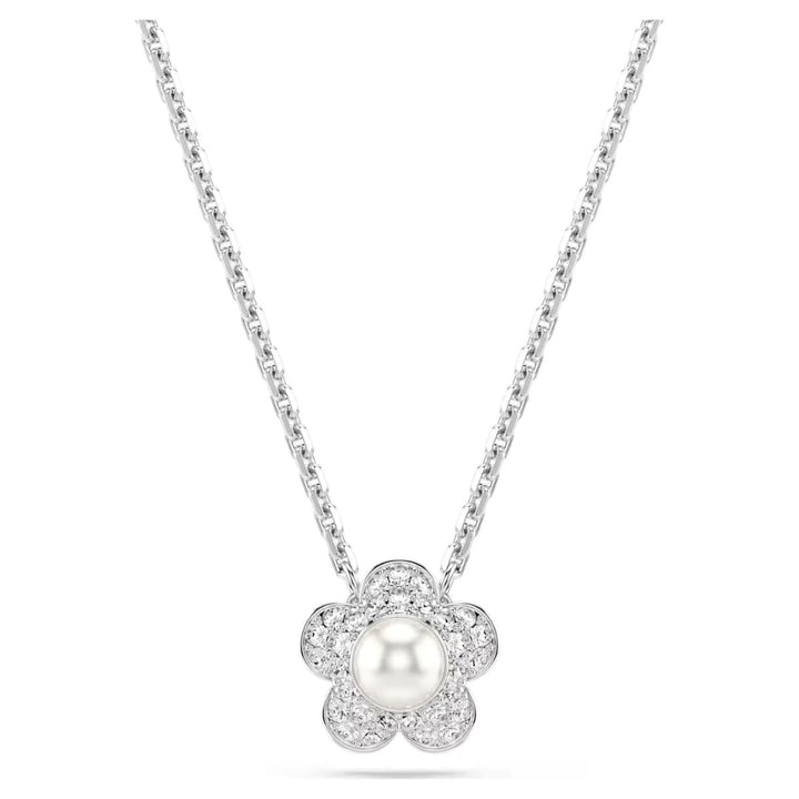 Ariana Grande x Swarovski Set Crystal Pearl Round Cut Flower - White with Rhodium Plating - 5749180