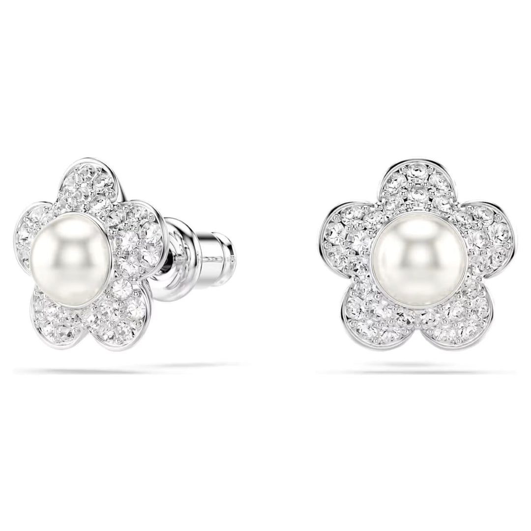 Ariana Grande x Swarovski Set Crystal Pearl Round Cut Flower - White with Rhodium Plating - 5749180