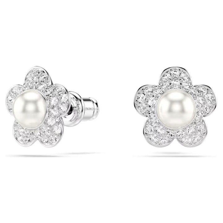 Ariana Grande x Swarovski Set Crystal Pearl Round Cut Flower - White with Rhodium Plating - 5749180