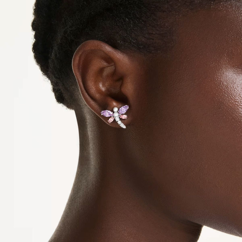Ariana Grande x Swarovski Stud Earrings Mixed Cuts Dragonfly - Multicoloured with Rhodium Plating - 5737371