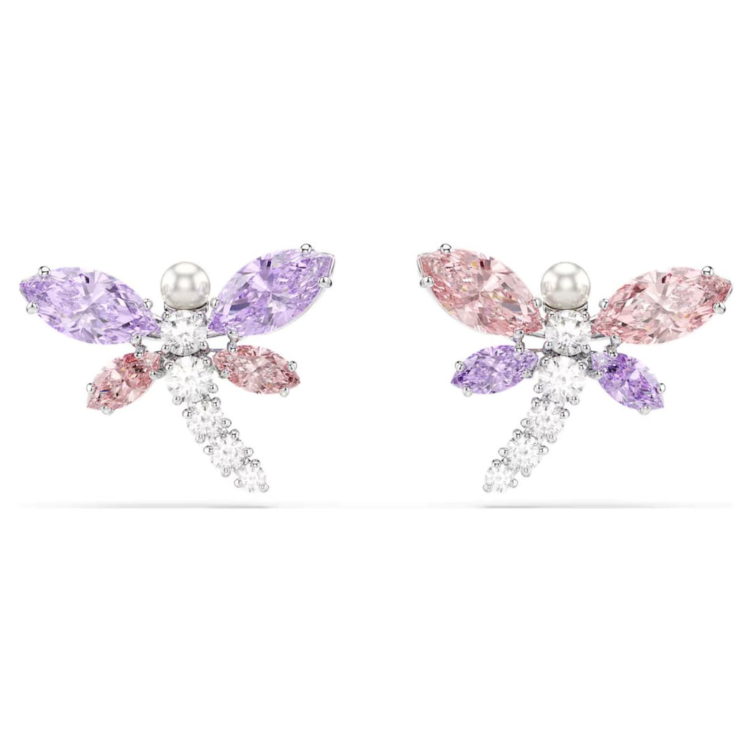 Ariana Grande x Swarovski Stud Earrings Mixed Cuts Dragonfly - Multicoloured with Rhodium Plating - 5737371