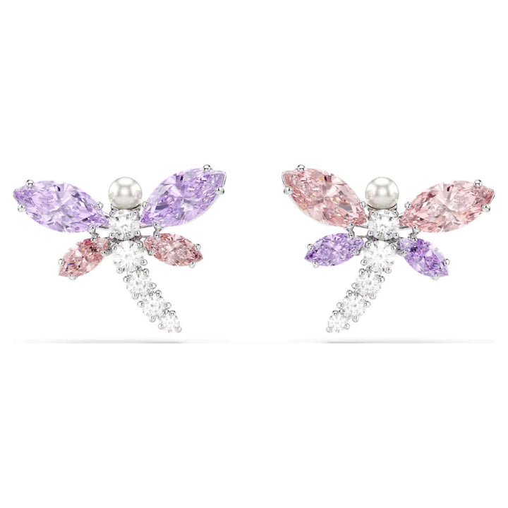 Ariana Grande x Swarovski Stud Earrings Mixed Cuts Dragonfly - Multicoloured with Rhodium Plating - 5737371