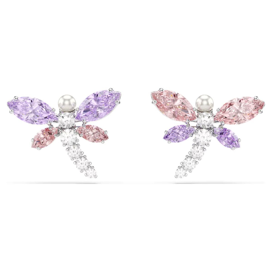Ariana Grande x Swarovski Stud Earrings Mixed Cuts Dragonfly - Multicoloured with Rhodium Plating - 5737371